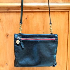 Clare V. Jumelle Loden Green Leather with Red Trim